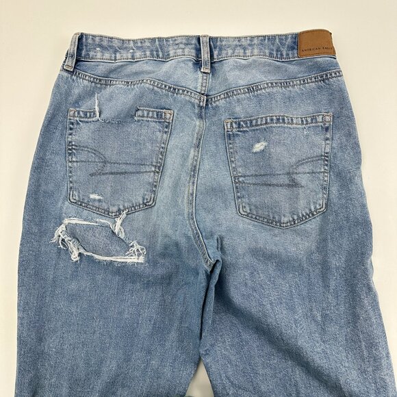 American Eagle Mom Straight Jean Distressed Women's size 8 Blue Denim Jeans - Picture 5 of 5